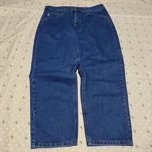 Carhartt Jeans Mens 36x28 Blue‎ B17-DST Relaxed Fit Straight Leg Denim Workwear